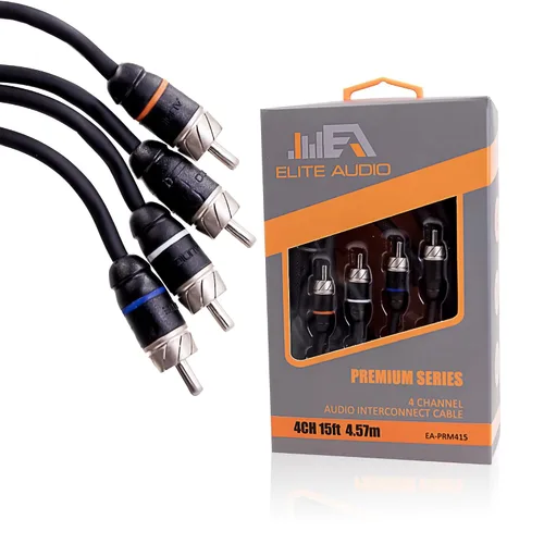 Vista 10 de Elite Audio Serie Premium 1.5 pies. Cable RCA de audio para auto de 2 canales – Blindado doble, cobre libre de oxígeno, cable de audio reductor