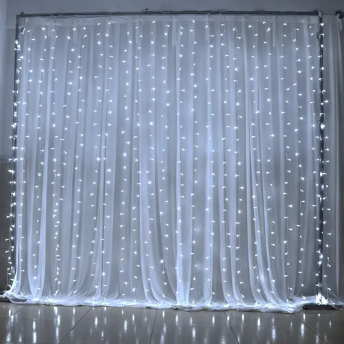 Vista 3 de Serie de luces brillantes de 33 pies, 100 focos LED con controlador para árbol de Navidad, jardín, patio, multi-cable color blanco o multicolor