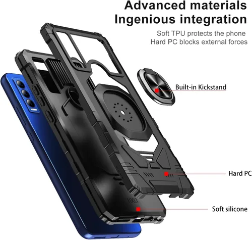Vista 4 de Funda para Cricket Ovation 3 / AT&T Motivate Max con protector de pantalla de vidrio templado, protector de cuerpo completo [grado militar]
