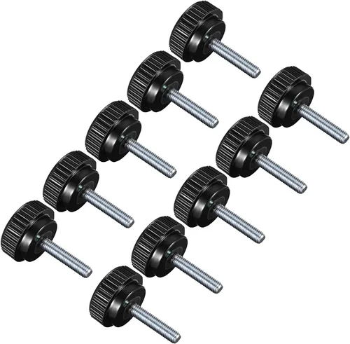 Vista 16 de Perillas de sujeción moleteadas, rosca macho M4 x 0.630 in, cabeza de 0.630 in, pomos de plástico termoestable para tornillo de pulgar negro