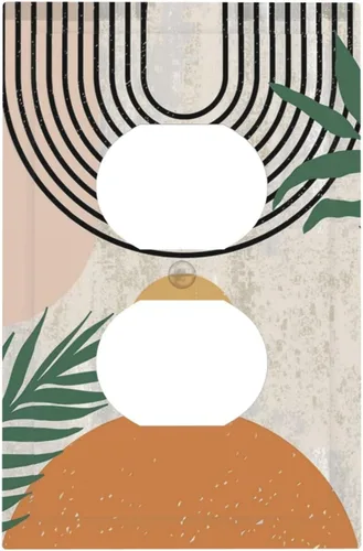 Vista 87 de Placa de pared eléctrica de 1 gang sin dispositivo en blanco, bohemio naranja vintage años 70 60s beige amanecer puesta de sol mediados de siglo