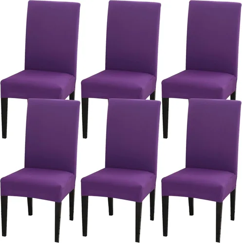 Vista 20 de Juego de 4 fundas para sillas de comedor, fundas elásticas de elastano para sillas de comedor, extraíbles y lavables, protectores desmontables