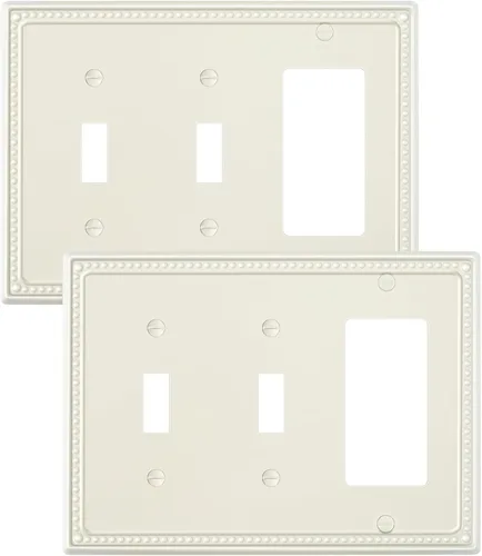 Vista 42 de Paquete de 2 cubiertas de placa de interruptor de luz de doble palanca, cubiertas decorativas de placa de doble interruptor Pearls, placa de pared