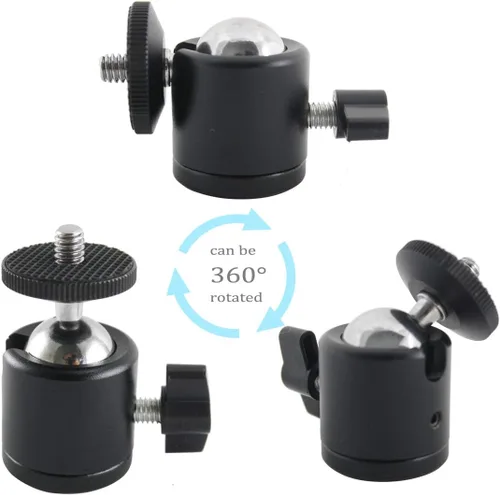Vista 6 de EXMAX Cuerpo de aleación de aluminio de 360 grados giratorio Mini trípode cabeza de bola con rosca de 1/4 pulgadas montaje base para encendedor