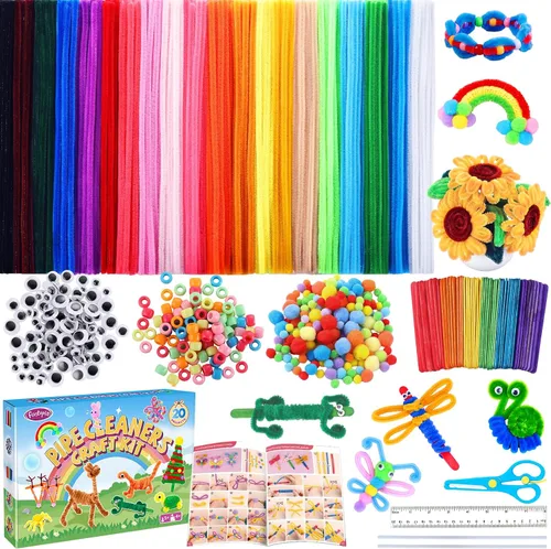 Vista 8 de 800pcs Pipe Cleaners Crafts Kit, 30 Colors Pipe Cleaners Bulk with 20 Guide 1.30 Multicolor