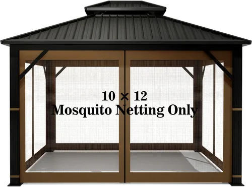 Vista 9 de Mosquitera Universal de Repuesto para Gazebo – Hugline Pantalla de Malla para Exteriores de 10' x 10', Cortina de Pared Lateral de 4 Paneles