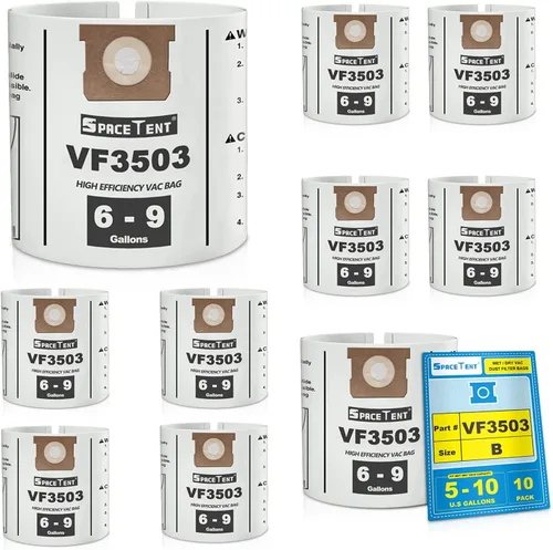 Vista 7 de SpaceTent Paquete de 5 bolsas de filtro rígidas VF3503 para aspiradora de repalement Shop Vac tamaño B para aspiradoras Ridgid de 5, 6 a 9 galones