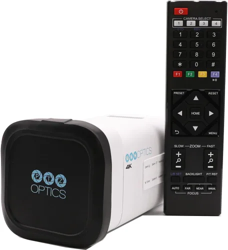 Vista 3 de PTZOptics Cámara Studio 4K (blanco) Zoom óptico de 12x UHD60 NDI HX2 Transmisión SRT Cámara PTZ Pro para eventos + trípode + cable HDMI