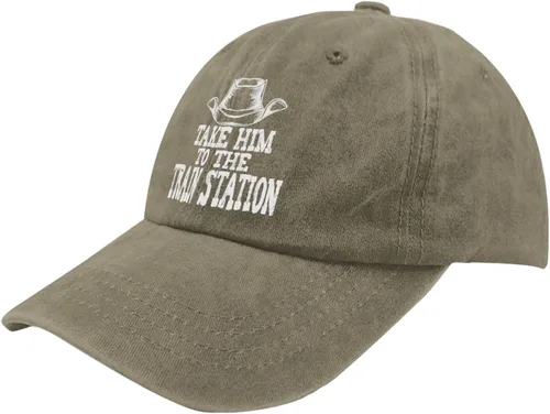 Vista 2 de Baseball Cap Take Him to The Train Station Baseball Cap, Funny Hat for Men