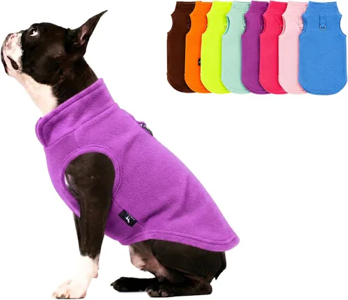 Vista 8 de JACKO & CO - Chaleco de forro polar para perro con anillo de correa - Suéter suave, cálido y ligero para perros pequeños y medianos, cachorros