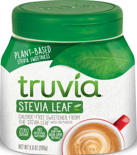Vista 6 de Truvia Edulcorante marrón con cuchara, hoja de stevia, tarro de 9.8 onzas