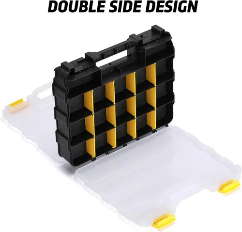 Vista 3 de Organizador de herramientas de doble cara con polímero resistente a los impactos, almacenamiento de caja de hardware, excelente para tornillos