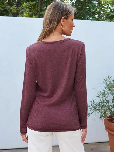 Vista 4 de AUTOMET Camisetas básicas de manga larga con cuello redondo para mujer, camisetas de otoño 2024