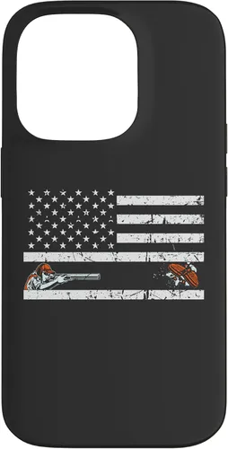 Vista 17 de Funda para iPhone 16 Orgullosa Bandera Americana Retro - Skeet Trap Clay Shotgun Shooting Case