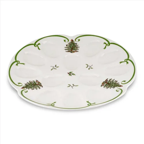 Vista 14 de Spode Cesta de Pan Ovalada Christmas Tree, Cuenco con Asa de 12 Pulgadas para Frutas, Pan, Galletas - Regalo de Porcelana, Vajilla Navideña y Plato