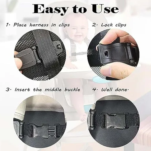 Vista 4 de Clip universal para arnés de pecho de asiento, hebilla de clip de cinturón de seguridad para cochecitos de silla alta, hebilla de cinturón