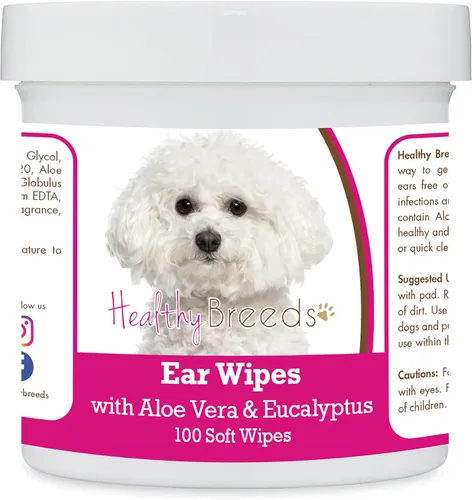 Vista 174 de Healthy Breeds Affenpinscher Toallitas de limpieza de oídos con aloe y eucalipto para perros, 100