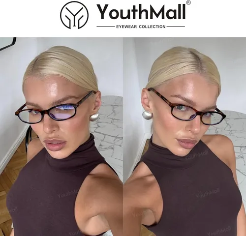 Vista 3 de Lentes rectangulares de moda para mujeres y hombres, anteojos cuadrados estrechos con bloqueo de luz azul, anteojos falsos Y2K Cosplay