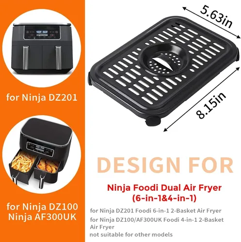 Vista 2 de Piezas de repuesto para freidora de aire Ninja Foodi DZ090 6QT DZ201 DZ100 8QT DualZone Freidoras de aire, 2 piezas antiadherentes de grado