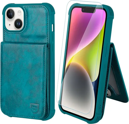 Vista 23 de VANAVAGY Funda tipo cartera compatible con iPhone 14 Pro Max para mujeres y hombres, de piel sintética, cierre magnético, con bloqueo RFID Negro