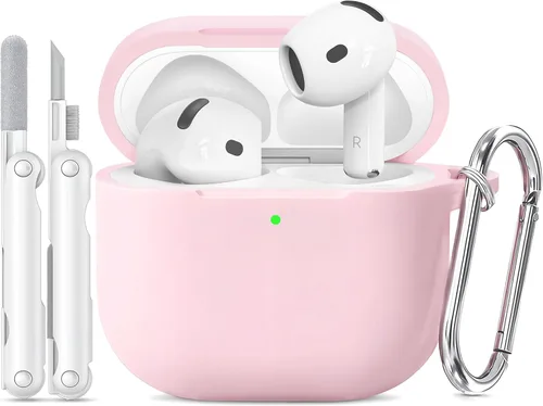 Vista 16 de Funda para AirPods Pro, funda de silicona suave compatible con Airpods Pro de 2ª/1ª generación para mujeres y niñas, con kit de limpieza y llavero 1