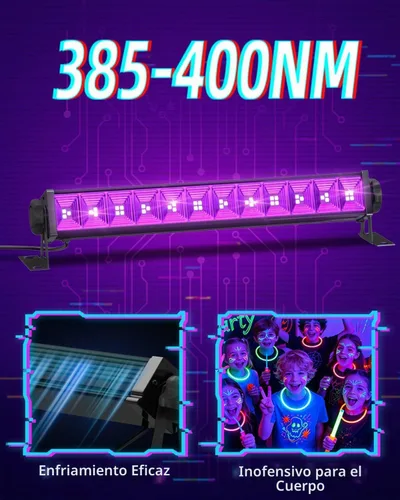Vista 5 de Barra de Luz Negra de 40W, Luz Negra LED con Cable de 6 Pies e Interruptor, Luces Negras para Fiesta Fluorescente, Halloween, Cumpleaños, Pintura