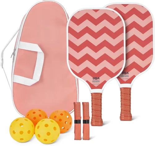 Vista 6 de Amazon Basics Paletas de pickleball, juego de 2 paletas aprobadas por USAPA incluidas 4 bolas