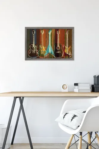 Vista 6 de Trends International Póster de pared de guitarras para pared, 14.725 x 22.375 pulgadas, versión enmarcada de madera de granero Versión enmarcada