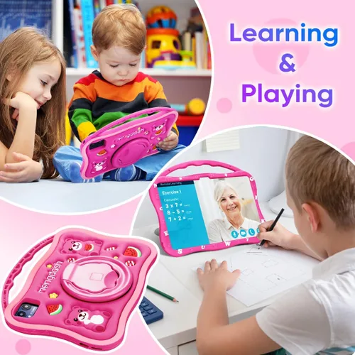 Vista 10 de Tablet para Niños MengDash, Tablet de 10.1 Pulgadas para Niños de 3-10 Años, Tablet Educativa para Niños Pequeños Android 14, 8GB RAM+64GB ROM Rojo