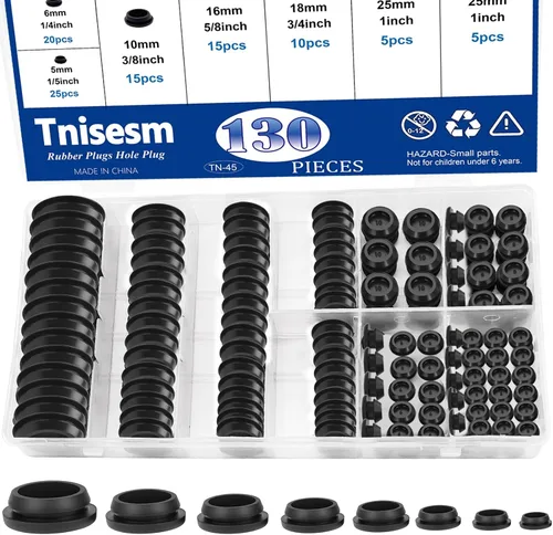 Vista 11 de Tnisesm 65 piezas 6 tamaños Tapones de goma negros para agujeros redondos, tapones de silicona, 1" 3/4" 5/8" 1/2" 3/8" 1/4" tapones de agujero