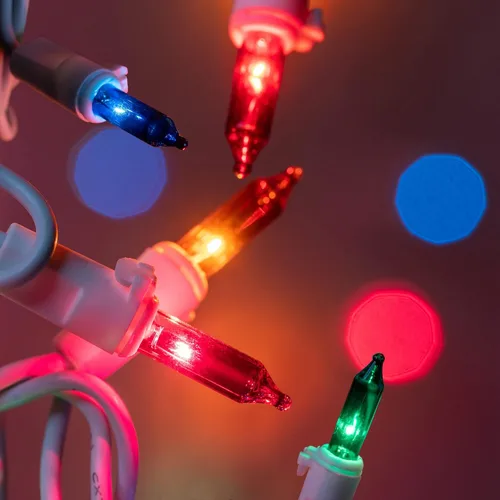 Vista 5 de 200 unidades de luces de Navidad multicolor, paquete de 2 hebras de 100 unidades, 33 pies de alambre blanco, cadena de luces festivas con Varios