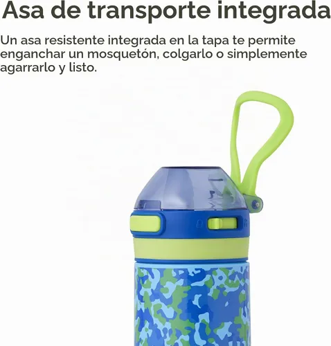 Vista 5 de Manna Astor Botella de agua reutilizable de acero inoxidable a prueba de fugas, 18 onzas, Bluebell Mist and Lime Burst Bluebell Mist y Lime Burst