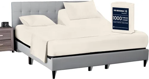 Vista 21 de SGI bedding Sábana Queen de 28" con Parte Superior Dividida Flex Head, 100% Algodón Egipcio, Cuenta de Hilos 1000, Sábana Superior Flex para Cama