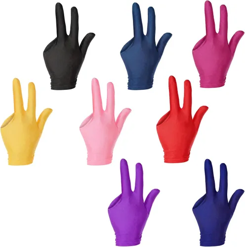 Vista 8 de 8 guantes de billar para billar, varios colores, guantes de billar de tres