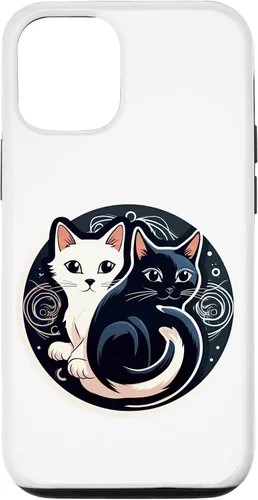 Vista 11 de Funda para iPhone 12 mini Yin Yang Cat Feng Shui Ying Yang Taoísmo Zen Budismo