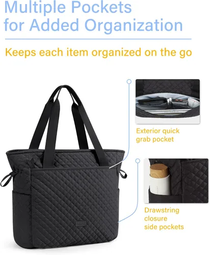 Vista 4 de BAGSMART Bolso de mano acolchado, bolsos de mano con asa superior para mujer, bolso de hombro, bolsa grande de 25 litros para el trabajo