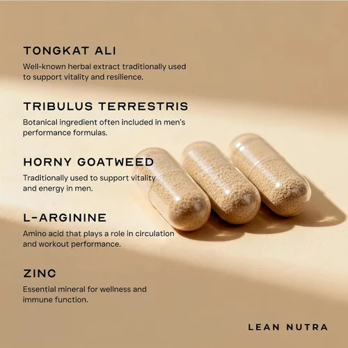 Vista 4 de Testosterona Libido Booster Masculino Aumento Suplemento para Hombres, Vegano Tongkat Ali DHEA Boro L-arginina Hornygoatweed Zinc Muscle Builder