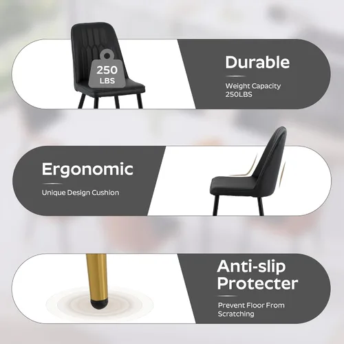 Vista 4 de Juego de mesa de comedor moderno de 51 pulgadas para 4, juego de sillas de mesa de cocina de vidrio para 4, mesa de cocina rectangular con 4 sillas