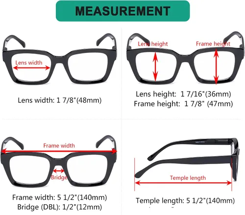 Vista 3 de Eyekepper Gafas de mujer - Gafas de diseño cuadrado de gran tamaño para mujer, color negro