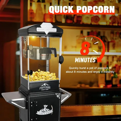 Vista 3 de Ball & Cast Máquina de palomitas de maíz de 10 onzas estilo teatro en carrito con ruedas con 3 cucharas de plástico, máquinas de palomitas de maíz