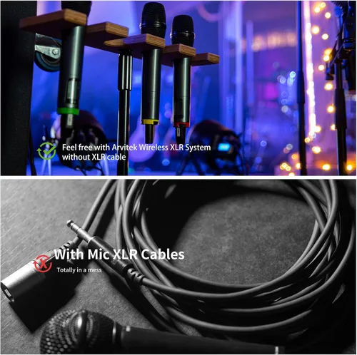 Vista 3 de Transmisor y Receptor de Micrófono Inalámbrico XLR, Sistema de Micrófono Inalámbrico UHF, Adaptador de Micrófono XLR de 16 Canales para Micrófono
