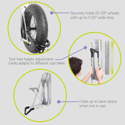 Vista 4 de Delta Cycle - Estante de almacenamiento para bicicletas Pivot – Soporte de pared para garaje giratorio para ahorrar espacio – No requiere elevación
