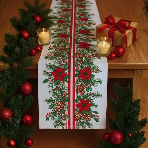 Vista 10 de Folkulture Camino de mesa de Navidad de 90 pulgadas de largo para decoraciones de Navidad de interior para el hogar, camino bohemio 100% algodón