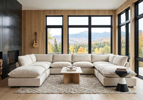 Vista 53 de Iroomy Oversized Modular Sectional Sofa, Chenille Cloud Couch, Deep Comfy Seat, 4-Seater Sofas, Couches, Living Room, Beige