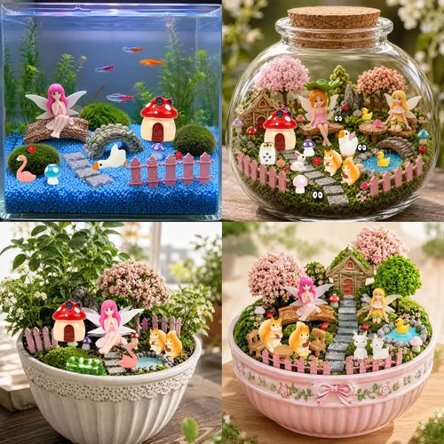 Vista 6 de EKisemio 150 Pcs Fairy Garden Accessories Kit,Miniature Fairy Houses Decor