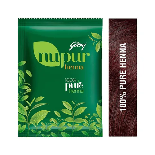Vista 2 de Henna natural Godrej Nupur Mehndi para teñir el cabello con la bondad de 9 hierbas, 14.10 onzas