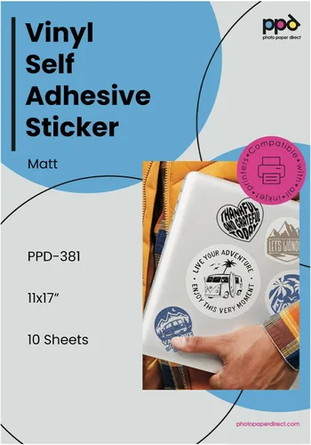 Vista 17 de PPD Premium: papel adhesivo de vinilo imprimible para impresora de inyección de tinta - 10 hojas brillantes de 8.5 x 11 - autoadhesivo, impermeable