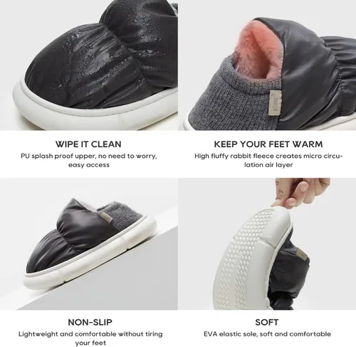 Vista 3 de utune Zapatillas de pan para mujeres y hombres, zapatos de invierno para exteriores, interiores, hogar, zapatilla de piel sintética, felpa cálida