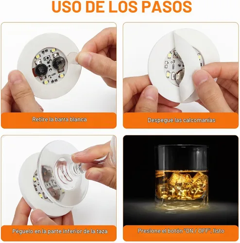Vista 3 de 12 posavasos LED para bebidas, posavasos de bar para botellas de licor