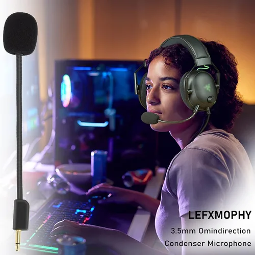 Vista 2 de LEFXMOPHY Blackshark V2 Micrófono de repuesto para Razer BlackShark V2 y V2 Pro Wireless Gaming Headset 0.138in desmontable Game Boom Micrófono